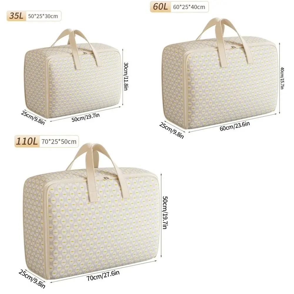 Foldable Quilt Storage Bag Dust-Proof Large Capacity Clothes Storage Bins Handle Wardrobe Sorting Storage Bucket