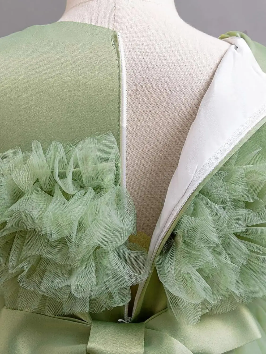 얇은 거즈 플라워 걸 드레스 레이어드, 푹신한 러플 밑단 드레스, 어린이 첫 영성체 드레스, 생일 파티 댄스 드레스