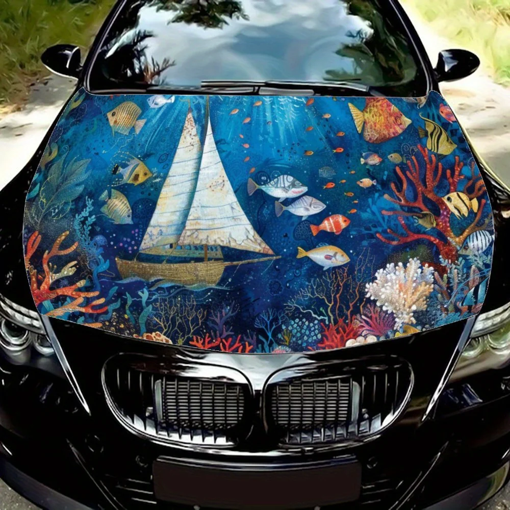 

Colorful Underwater Tracks Print Car Hood Wrap Color Vinyl Sticker Truck Graphic Bonnet Auto Accessories Decoration Decal Gift