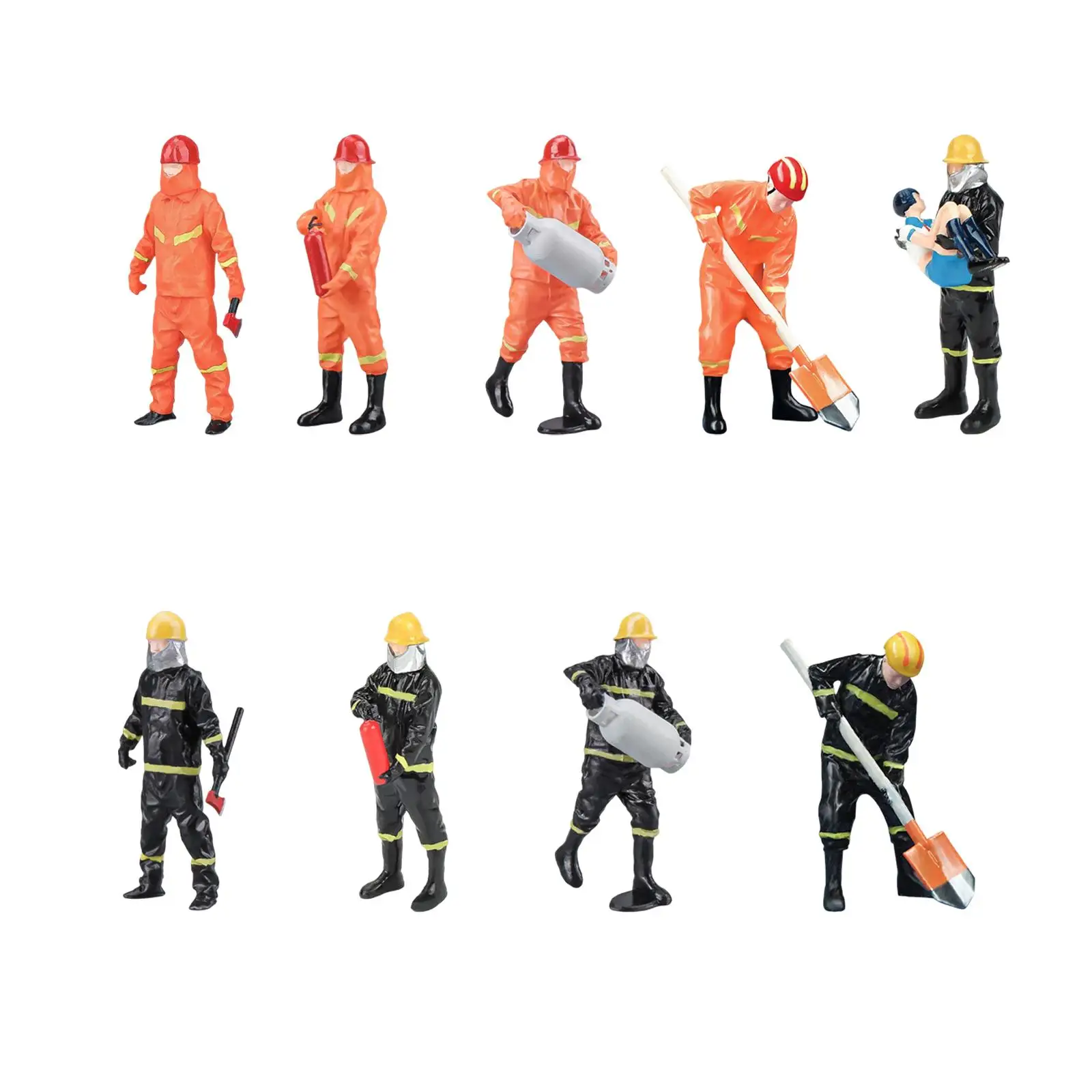 1/32 Scale Models Figurine Firefighter Figures Tiny People for Sand Table