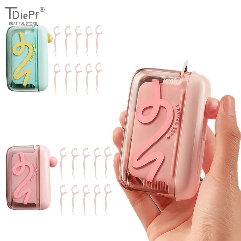 Portable Floss Dispenser Automatic Ejectable Floss Dispenser With 10Pc Floss OralCare Dental Floss Box Disposable Flossing Stick