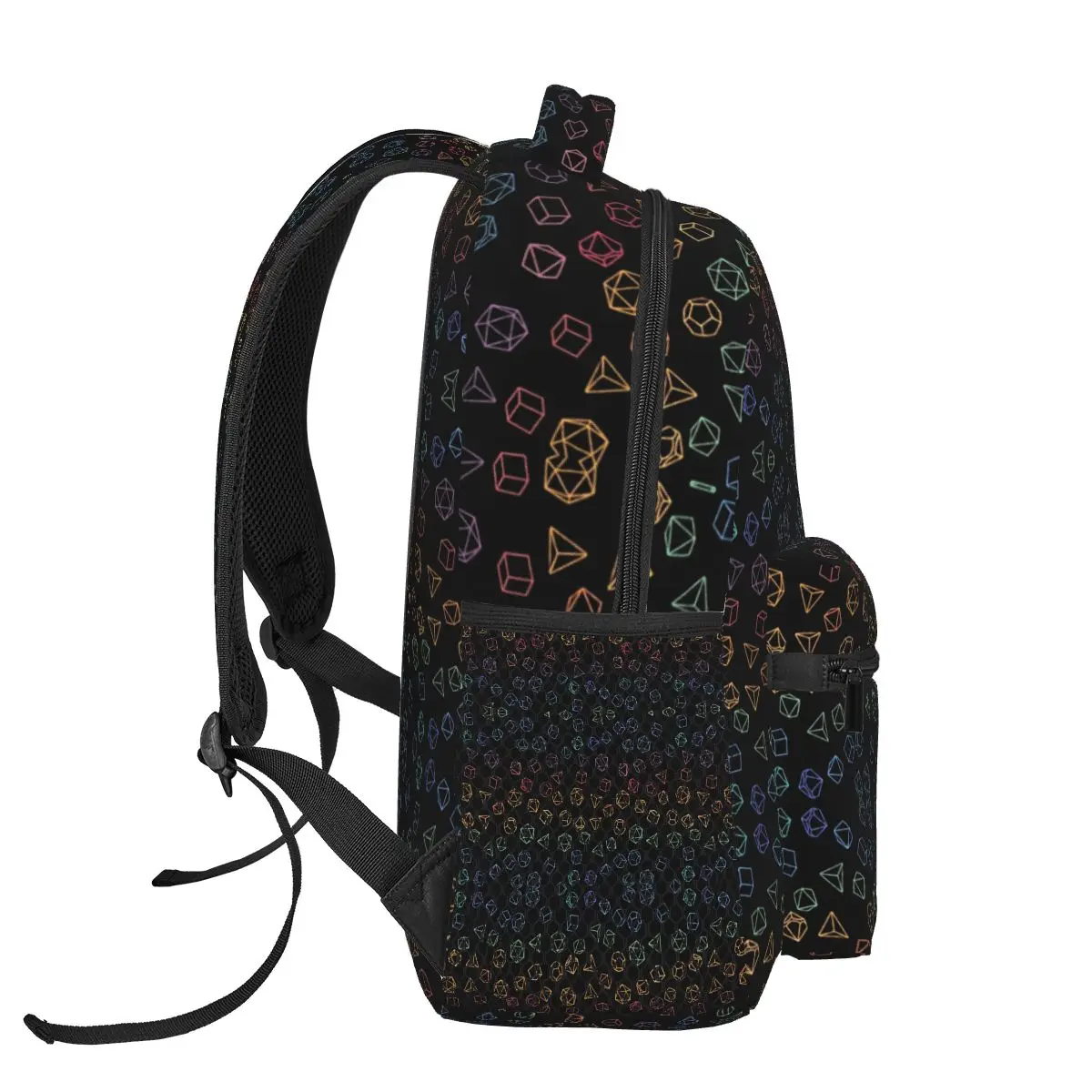 DnD Dice Rainbow On Black Pattern Backpack Hot Sale Daypack Large Capacity Kids BookBag School Bag Shoulder Bags for Men Women