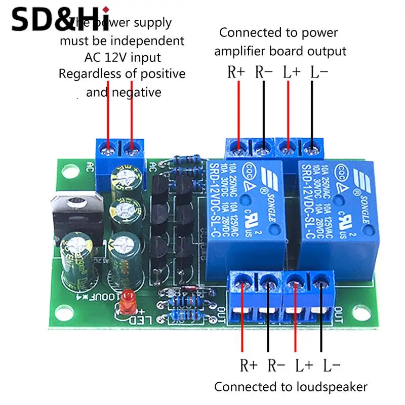 1pc Audio Speaker Protection Board Boot Delay DC Protect Kit DIY Double Channel