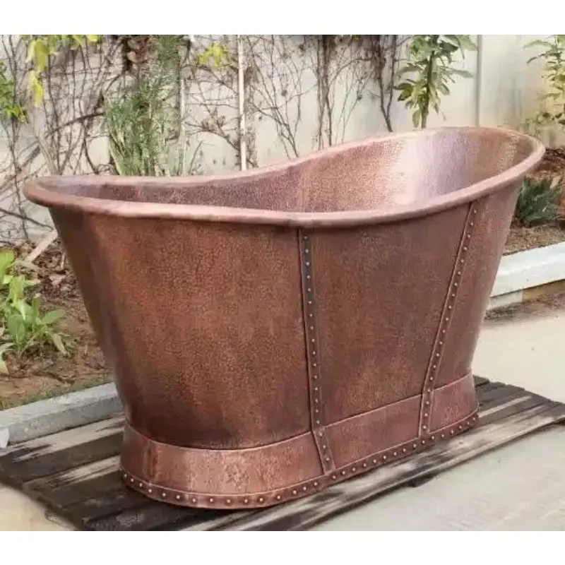 Bañera de Cobre en Forma de Barco Disponible al Mejor Precio de la India, Exportador Indio, Bañera de Cobre Sólido Martillado