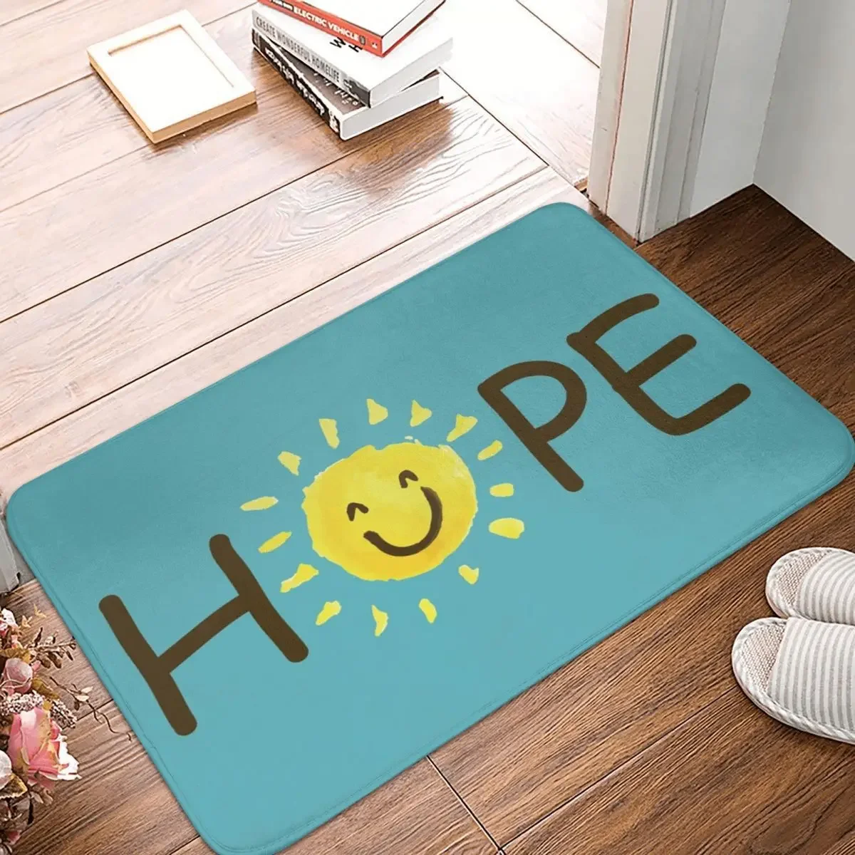 Hope Bath Door Mat Rug Carpet Decor Entrance Living Room Home Kitchen Bedroom Non-slip Equipment Bathmat Doormat Cute Gift 3D