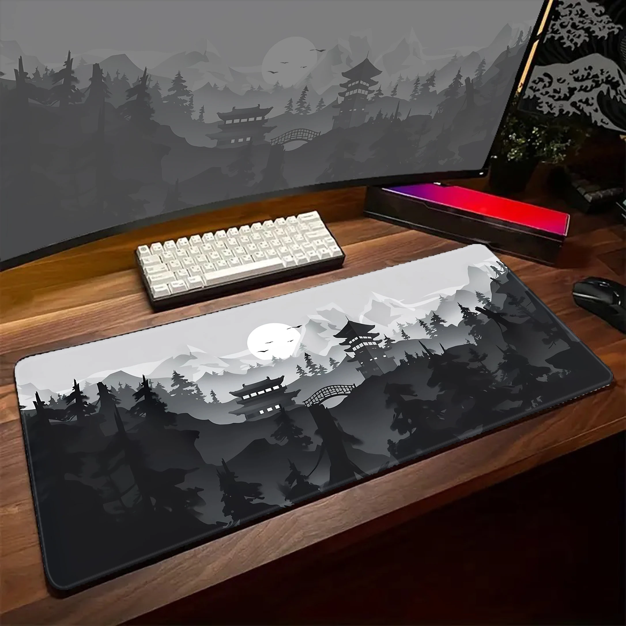 

Gaming Black and White Mouse Pad Desk Mat Home Print Mousepad Pc Gamer Mouse Mat Non-Slip Rubber Mat Keyboard Pads 900x400mm