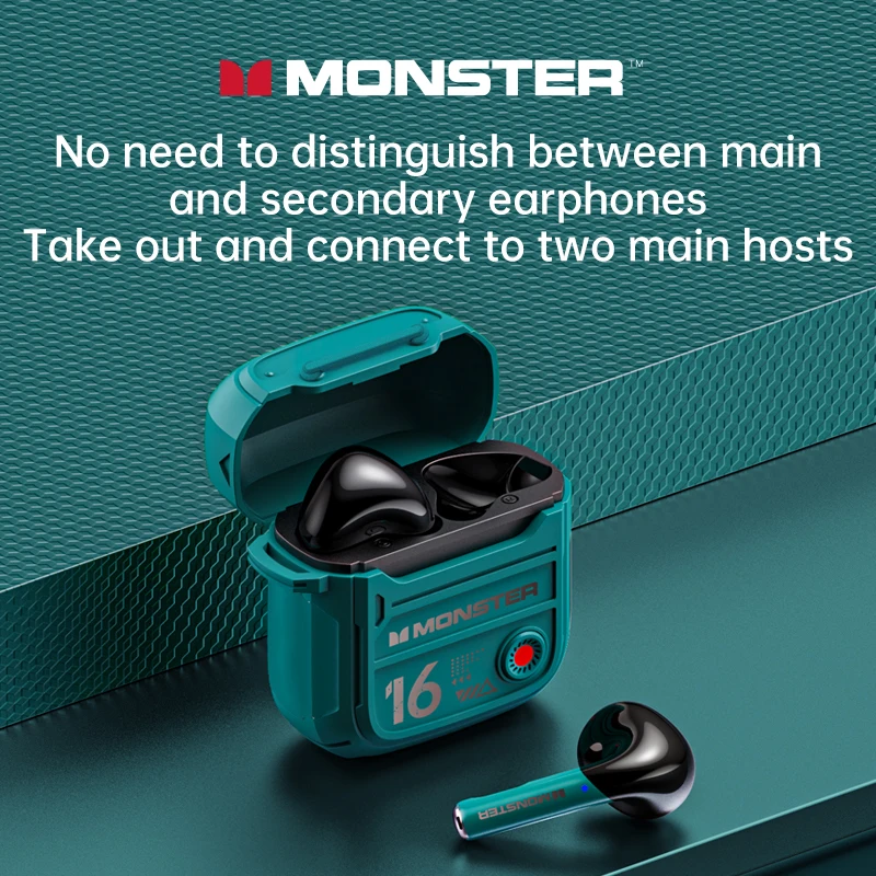 Monster XKT16 AI Cuffie per traduzione Bluetooth Auricolari audio HIFI wireless Auricolari da gioco a bassa latenza in standby lungo