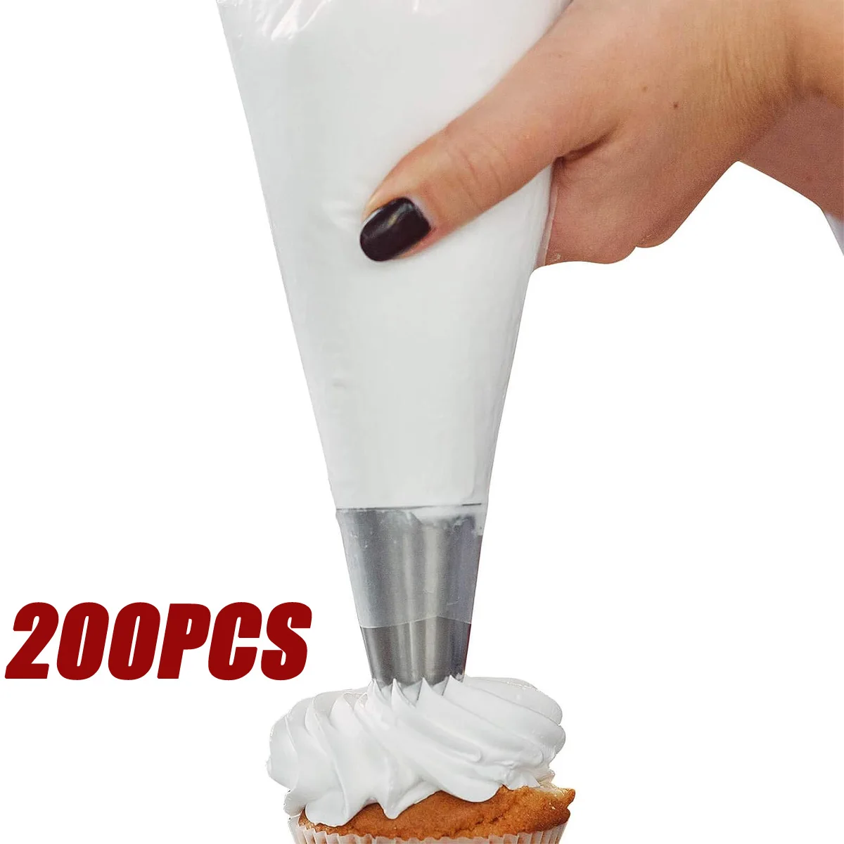 

200PCS/Lot Icing Nozzle Fondant Cake Decorating Pastry Tips Tools Food Grade Plastic Disposable Piping bag Pastry Bag