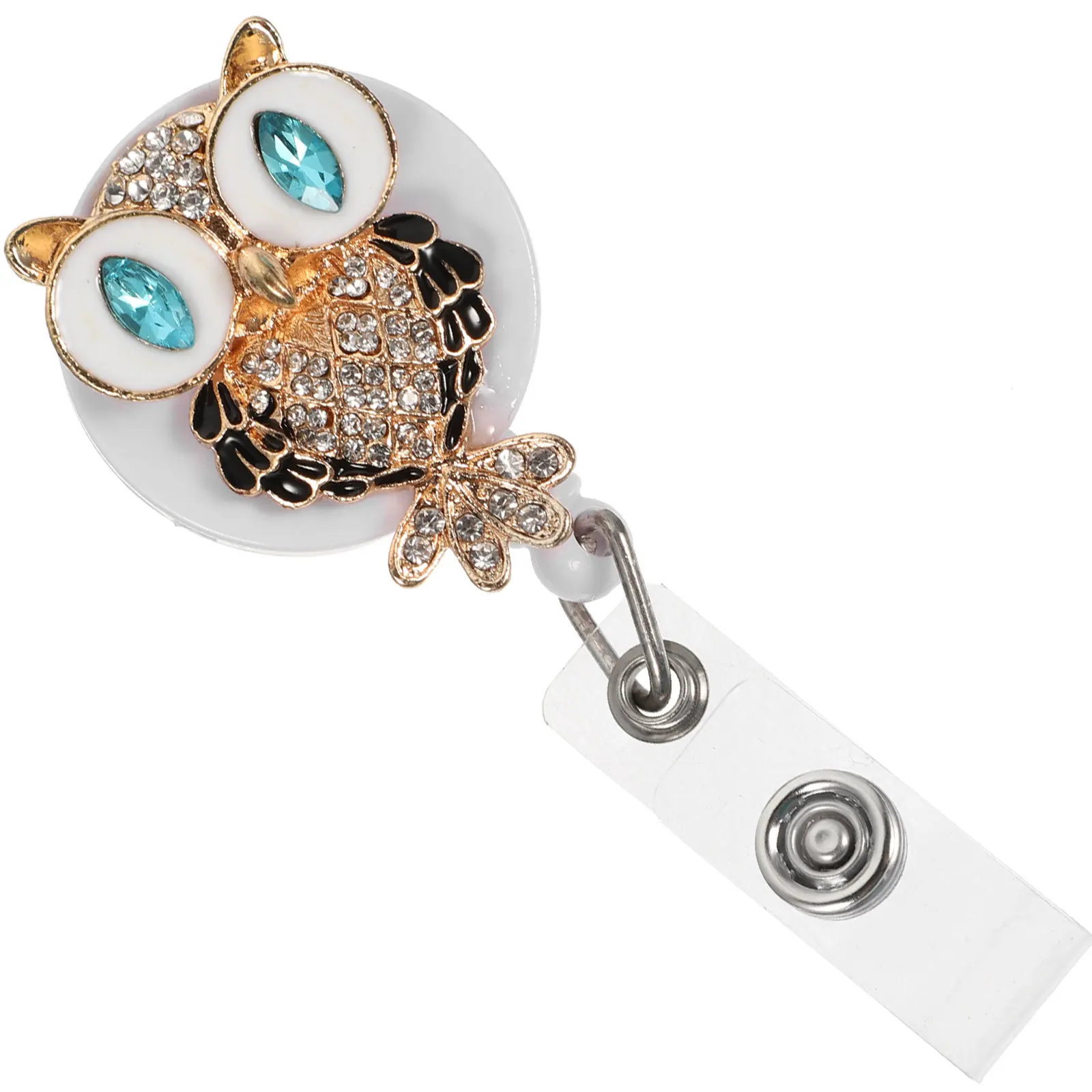 Metal Rhinestone Crocodile Clip Badge Holder Retractable Rotatable Badge Clip Convenient for Nurses Students Teachers Work Id