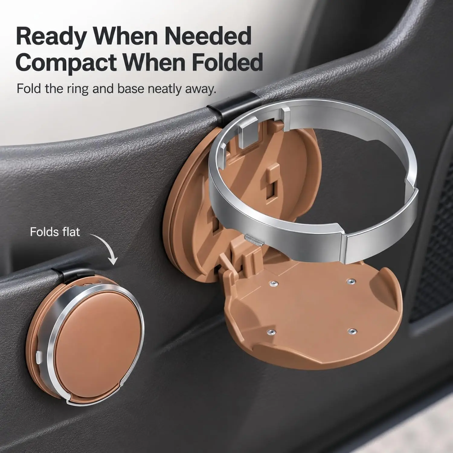 Faltbarer Getränkehalter für Autotüren, Clip-On-Getränke- und Handyhalter für Autos, Aufbewahrungsregal für Kaffee- und Wasserbecher, Flaschenorganizer – Detail 2