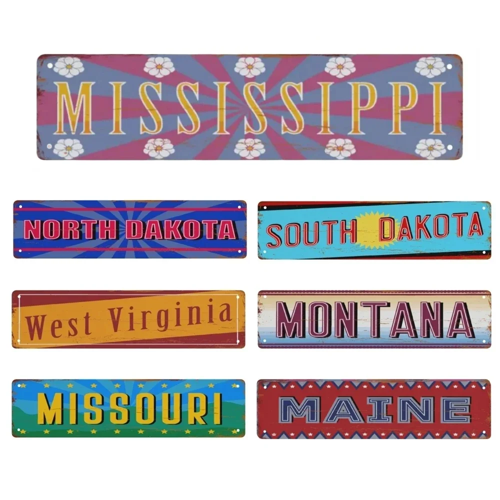 Aluminium Signs US ARIZONA NEW MEXICO,INDIANA Tin Signs Vintage Bar Club Cave Home Kitchen Wall Art Decor Funny Signs Decor