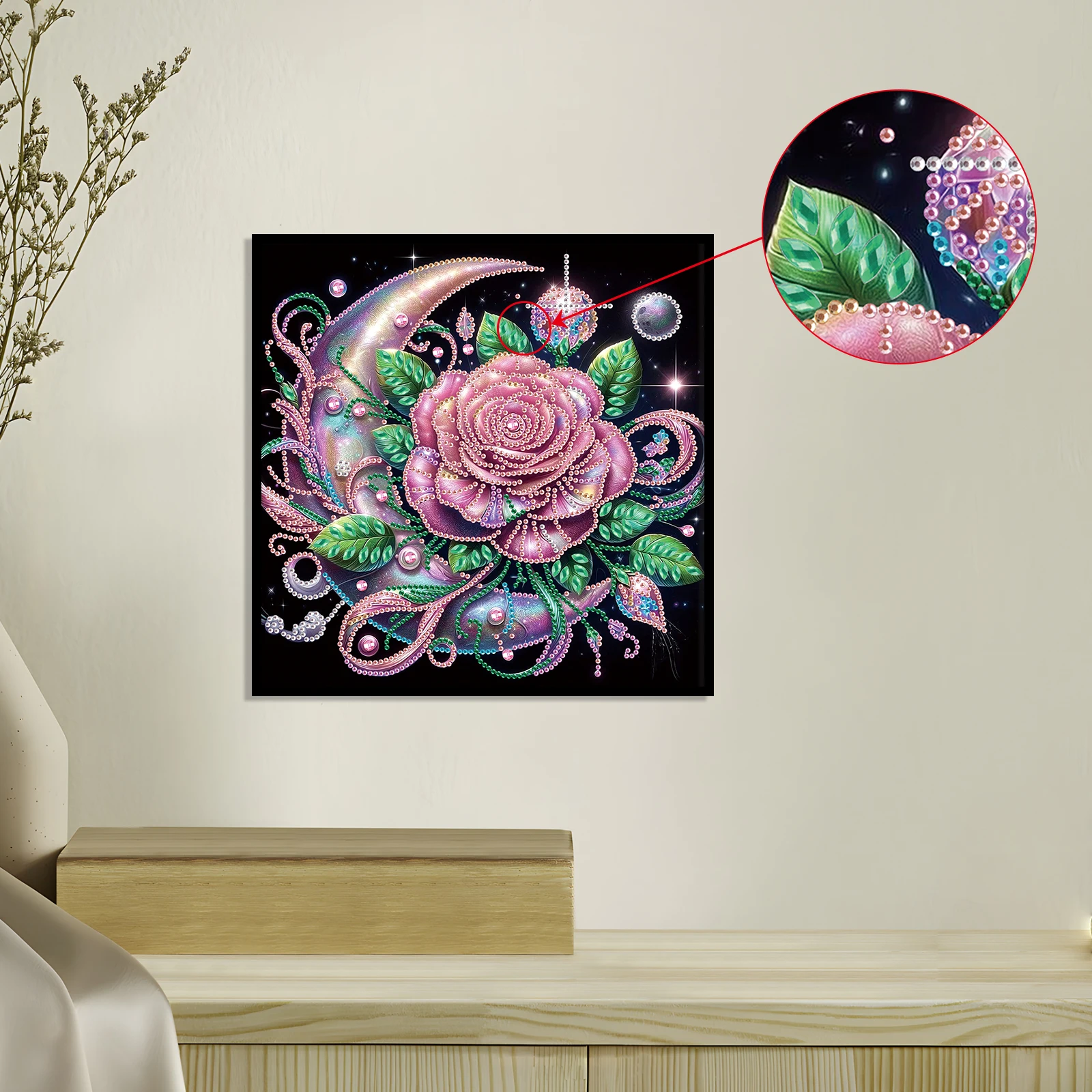 Roses Special Shape Diamond Art Painting Kit for Adult Beginner,Crystal Diamond Special Shape Kit for Home Wall Decoration Gift view 4