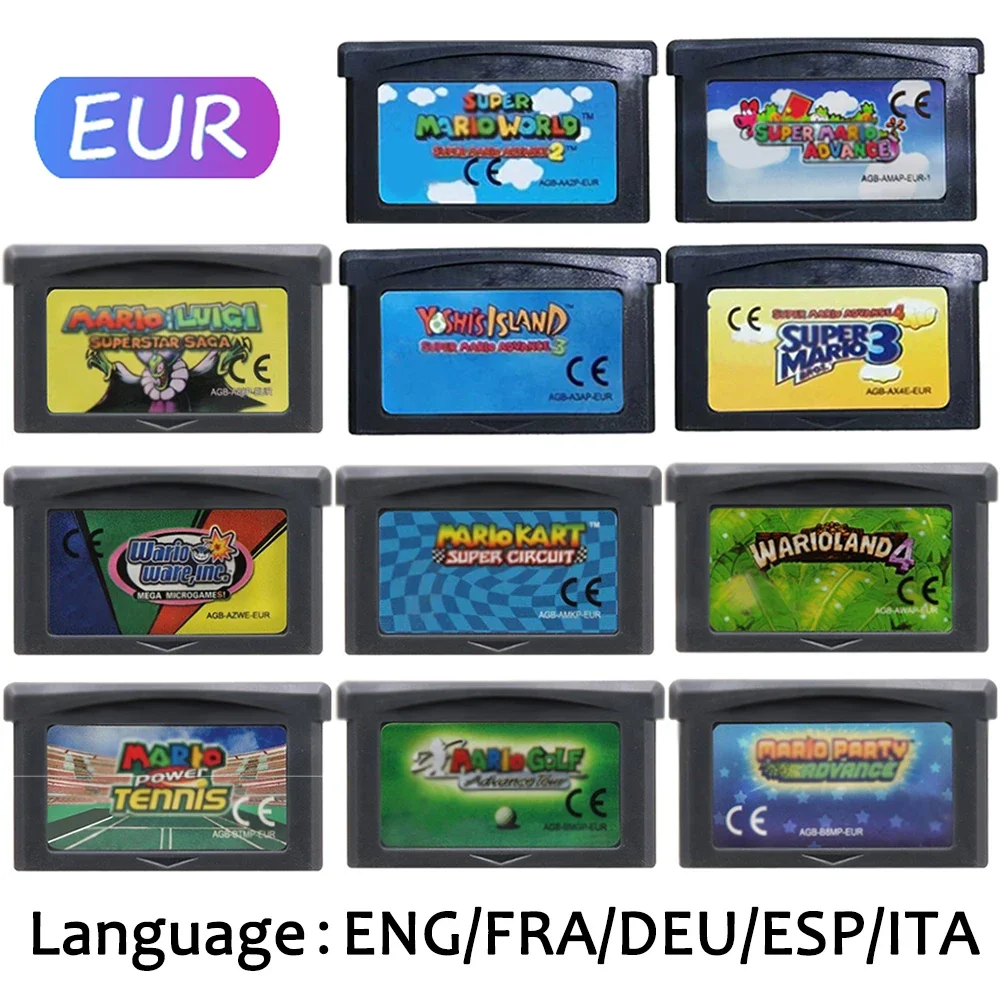 Cartucho de juego GBA versión EUR, consola de videojuegos de 32 bits, serie de tarjetas Super Wario Land4