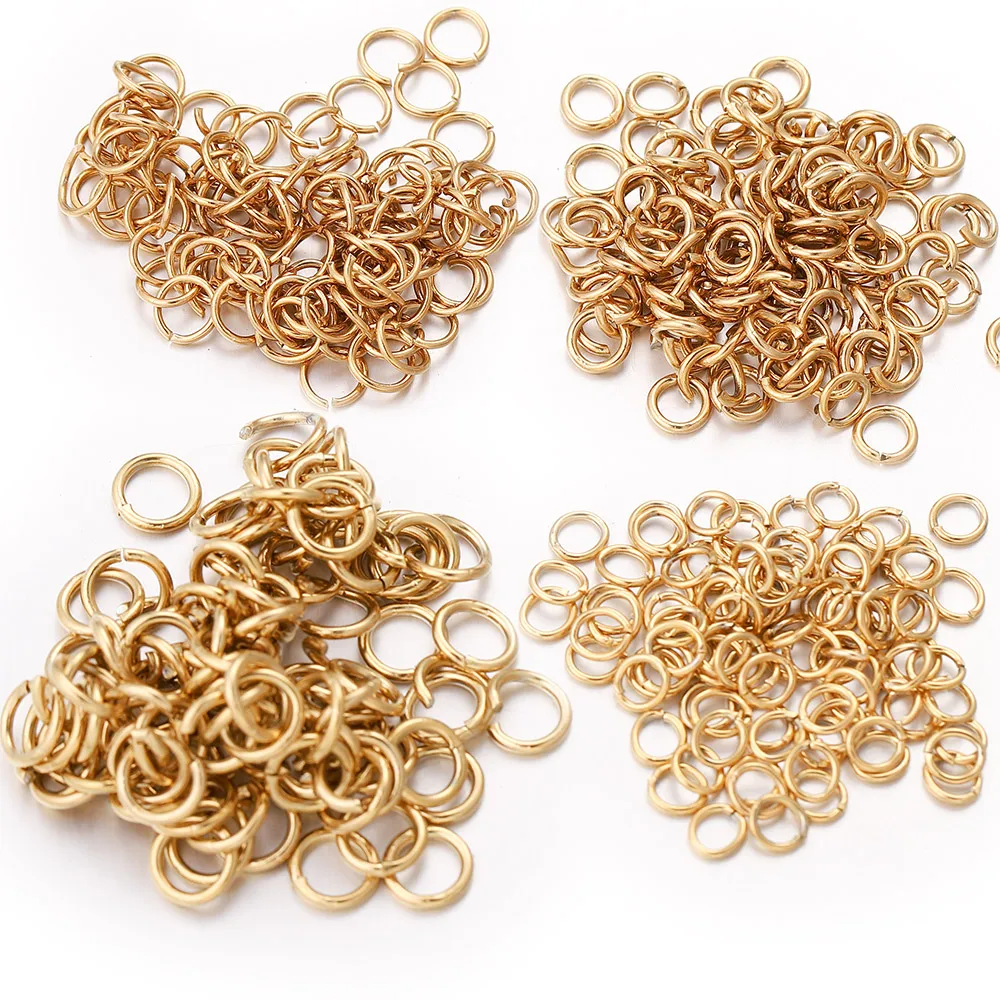 100pcs Lot 4 6 8 10mm Gold Stainless Steel Jump Rings Open Split Ring Connectors for DIY Jewelry Making Supplies Wholesale Items