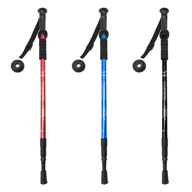 Ultralight Aluminum Alloy Folding Trekking Pole - Telescopic Straight-Grip Mountain Climbing Stick