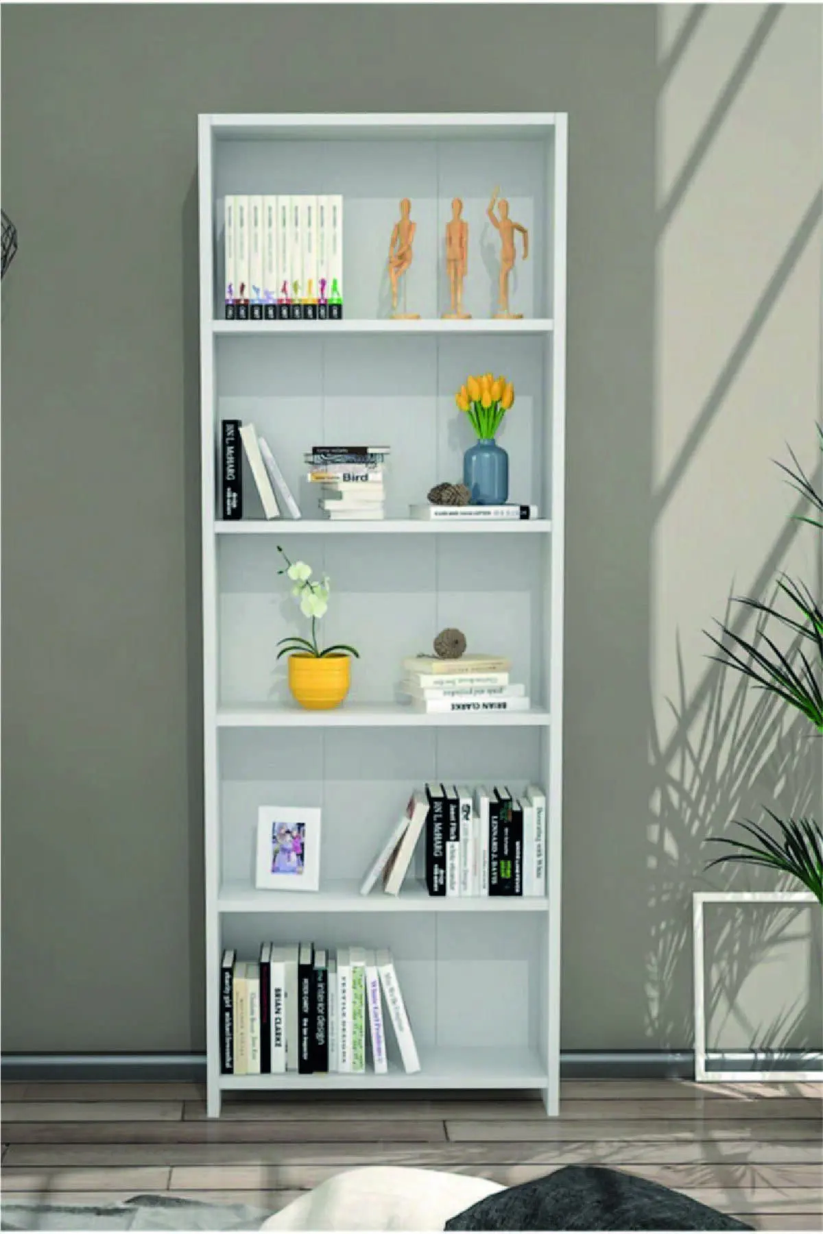 Wooden 169*--56*cm 5 Shelves Modern Bookshelf File Book Shelf Office Home Shelf Book Shelf White, Wooden Raw Material, Handmade,