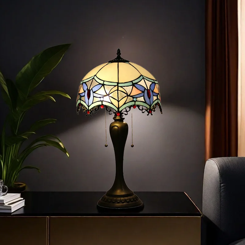 

12inch Tiffany Desk Light Creative Room Decoration Lighting Geometric Hand-inlaid Stained Glass Art Table Lamp for Bedroom