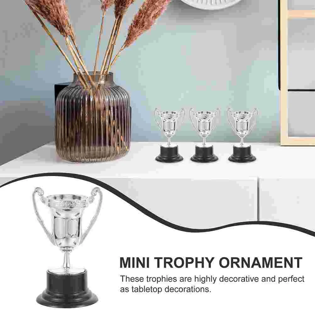 Mini jouets trophée, 6 pièces, petites décorations exquises, ornements de fête, simulation en plastique argenté pour enfant