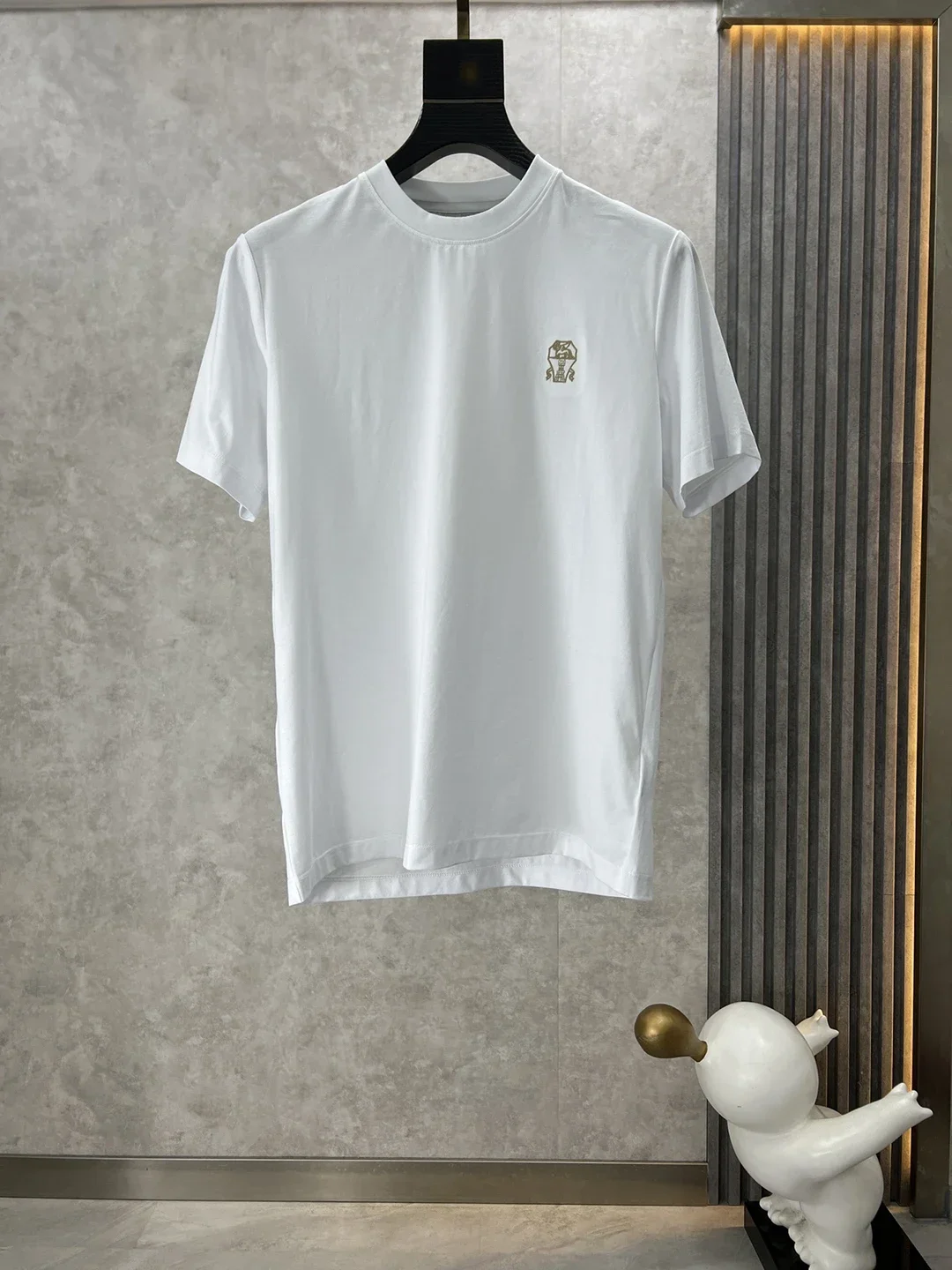 BLLIYOSS Italy T-Shirt men cotton 2024  New ventilate Solid Color Casual Appear Thin Sleeve Embroidery Decoration Old Money