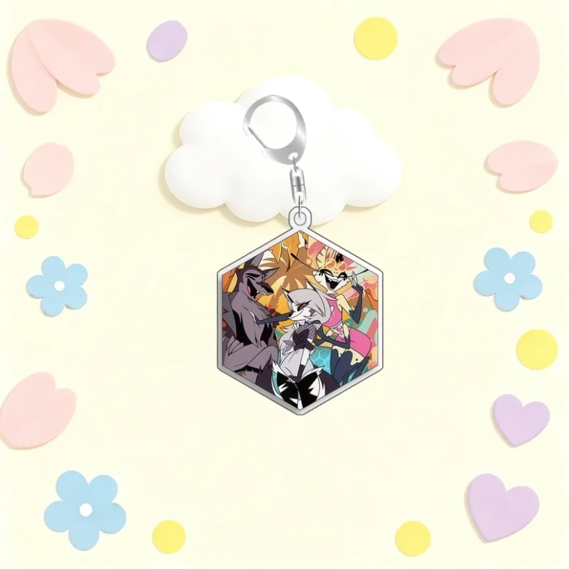 Keychain for Hazbin Hotel  Alastor Angel Dust Homemade Acrylic Keychain Pendant Bag Charms Game Anime Collection Toy Gift 5cm