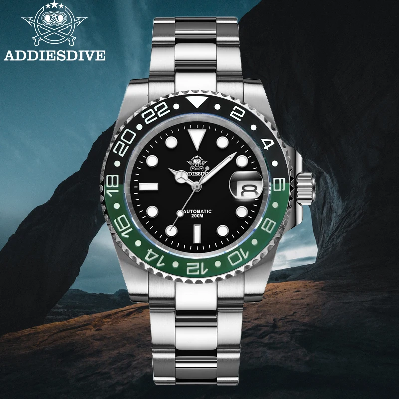 

ADDIESDIVE 41mm Automatic Watches Man Mechanical NH35 Sapphire Stainless Steel Luminous 200M Waterproof Diver Watch reloj hombre