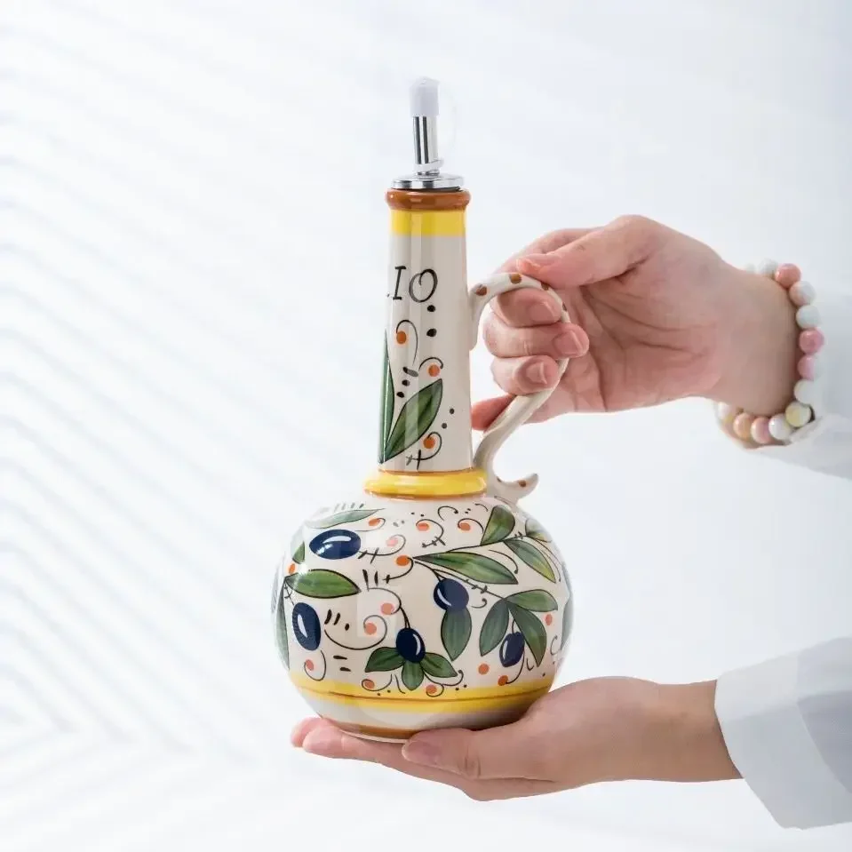Ceramic Environmental Protection Olive Oil Bottle Oil Vinegar Bottle Kitchen Seasoning Drainage Bottle Kitchen Utensils
