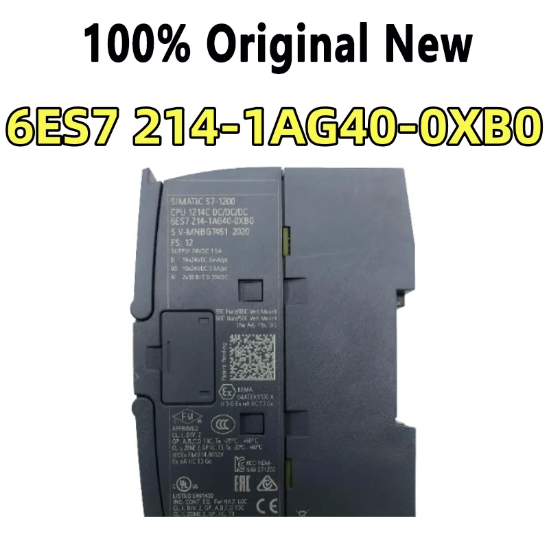 100% Tested  6ES7214-1AG40-0XB0 S7-1200 CPU 1214C Compact CPU DC/DC/DC on-board I/O: 14 24V DC Inputs 10 24V DC Outputs