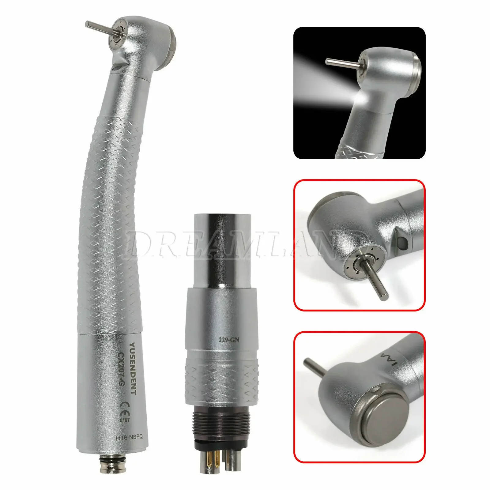 Dental Fiber Optic Led High Speed Handpiece Standard Head Ceramic Bearing Turbine fit NSK 6 Hole LED Quick Coupler COXO