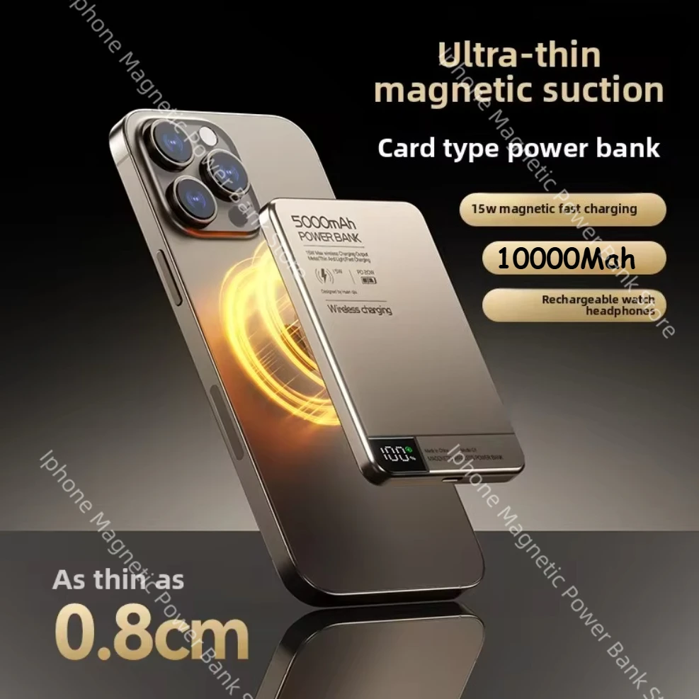 

Ультратонкий магнитный беспроводной внешний аккумулятор из сплава с быстрой зарядкой для Magsafe Powerbank для IPhone Xiaomi Samsung