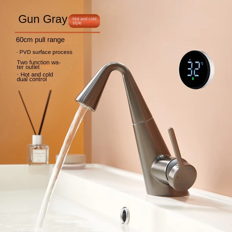 

Gungrey Silver Kitchen Bathroom Faucet Brush Pull Out White Rose Gold Handle Mixer Hot and Cold Water Taps Deck Faucet