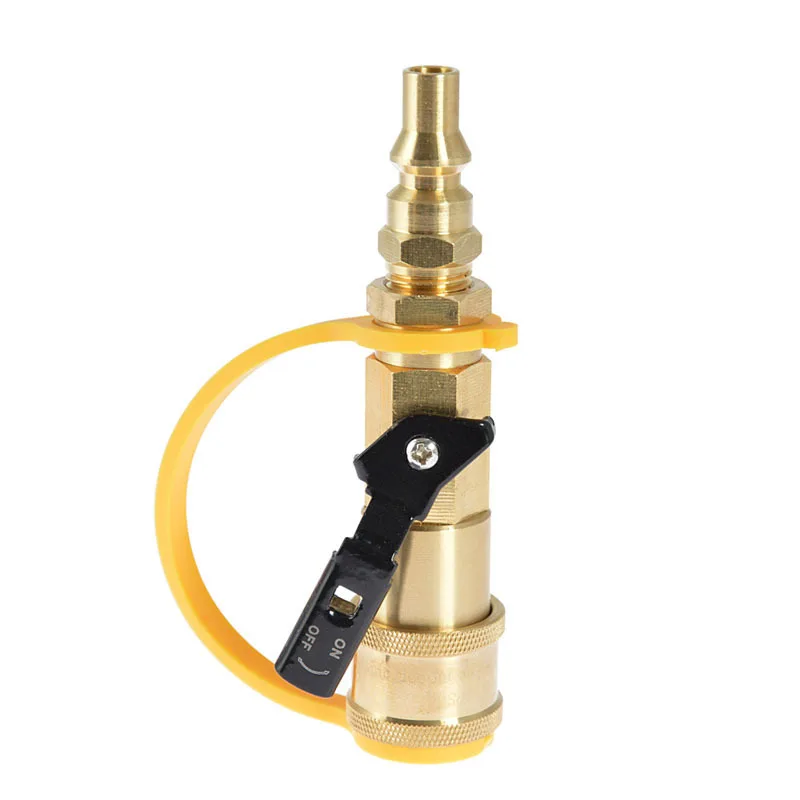 Model B 1/4 Brass Propane Refill Adapter with Shutoff Valve Gas Tank Connector