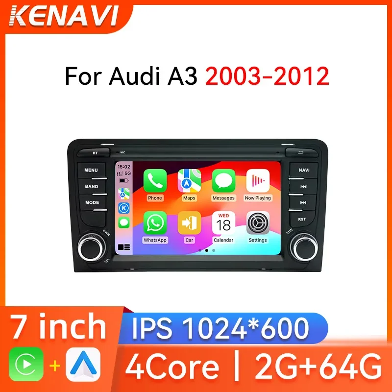 7 Inch 2 Din Android Car Radio For Audi A3 8P 2003-2011 S3 RS3 Sportback Multimedia Player Navigation GPS Carplay Auto Head Unit