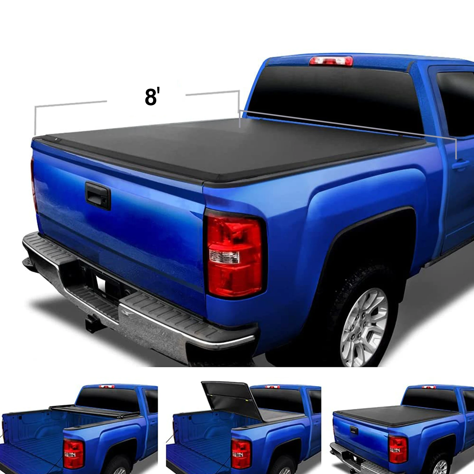 Factory wholesale Soft Three-Fold Universal Truck Bed Cover Multifunctional Tailboard 8FT For  Tundra