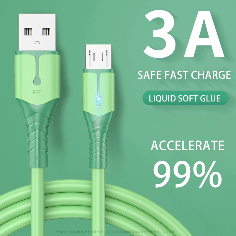 

LED USB Micro Cable 3A Fast Charging Data Cable for Samsung Xiaomi HTC OPPO VIVO Charger USB Cable Mobile Phone Accessories