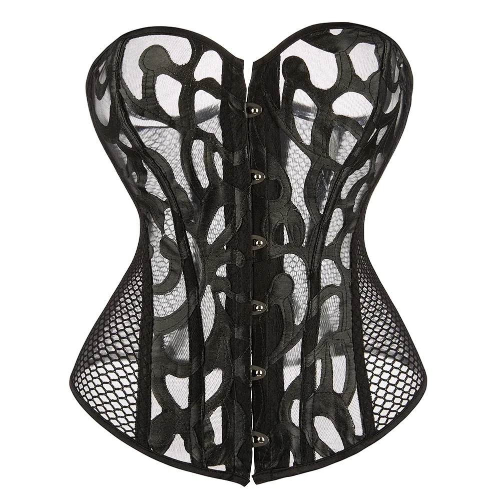 

Breathable Overbust Corset Shaper Sexy Corselet Hollow Out Mesh Waist Bustier Top