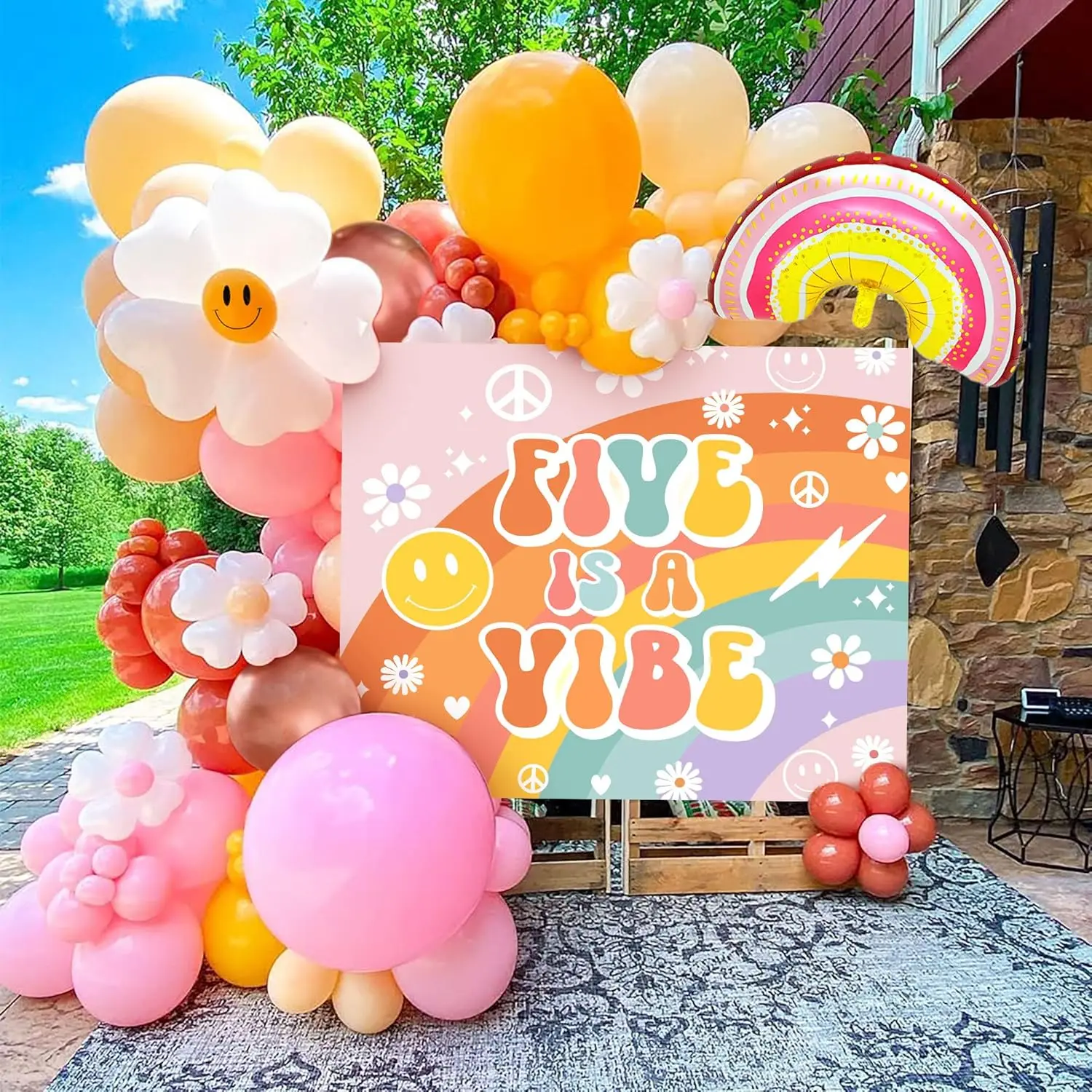 Laventy 78 PCS Five is Vibe Party Decoration Backdrop Five is Vibe Birthday Decoration Five is Vibe Balloons