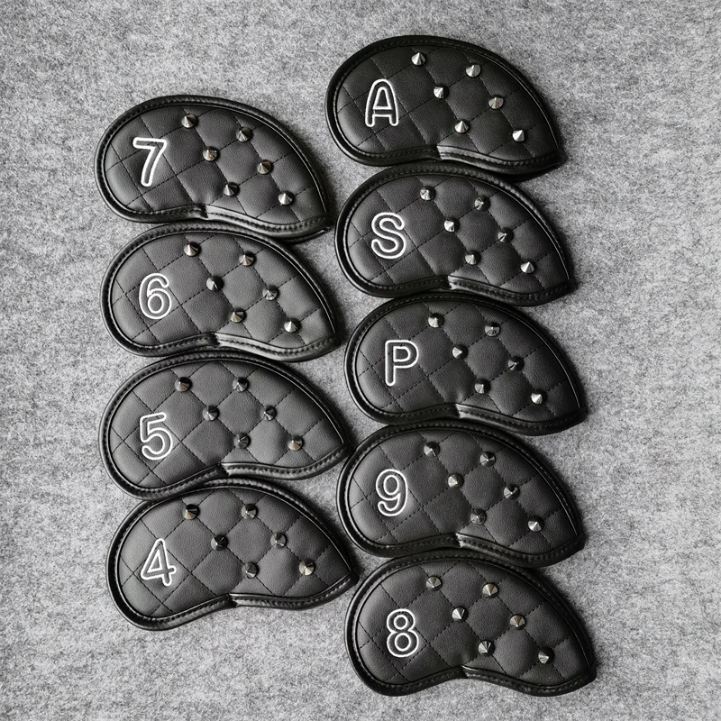 Nails Golf Iron Head Covers PU Leather Golf Club Irons Set Headcovers 4-9PAS For Man Women