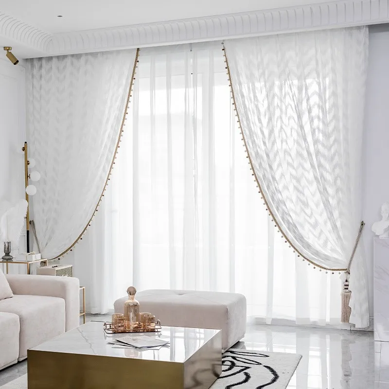 PP1105High-end living room bedroom light luxury window screen Nordic American style net red gauze curtain