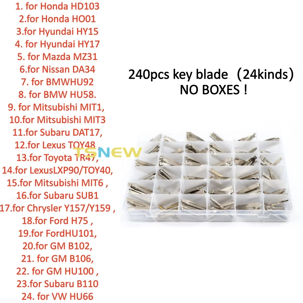 240pcs Multi Function Key Blade Set suit for USA market HD103 HO01 HY15 HY17 MZ31 DA34 HU92 HU58 MIT1 MIT3 DAT1 TOY48 TR47 key