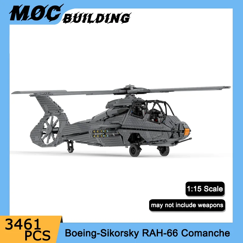 

MOC Modern Military Series Boeing-Sikorsky RAH-66 Comanche Airplane Building Blocks Aircraft Model DIY Assemble Bricks Toys Gift