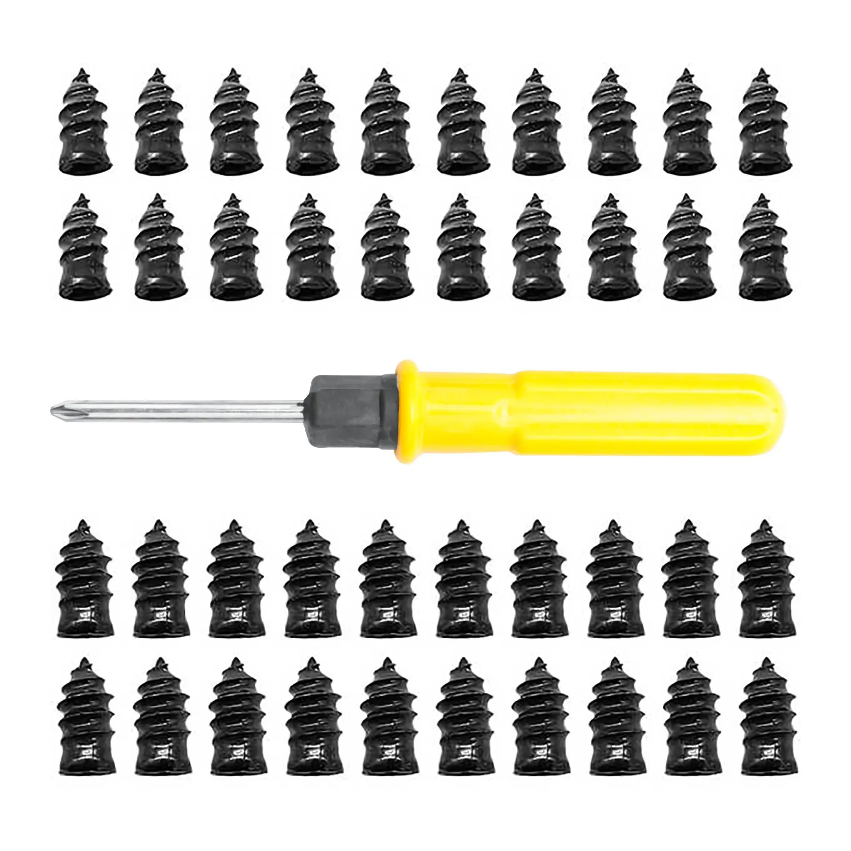 40PCS Tire Repair Rubber Nail, Tire Repair Rubber Screws Black, Fast Tool Self-Service Tire Repair Nail (20S+20L)