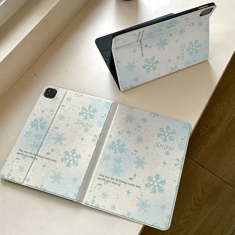 Ice Blue Snowflake Note All Inclusive Shell For iPad Pro 13 11th M5 M4 12.9 A16 10 8 7 9th 10th Air 11 M2 M3 Mini Tablet Cover