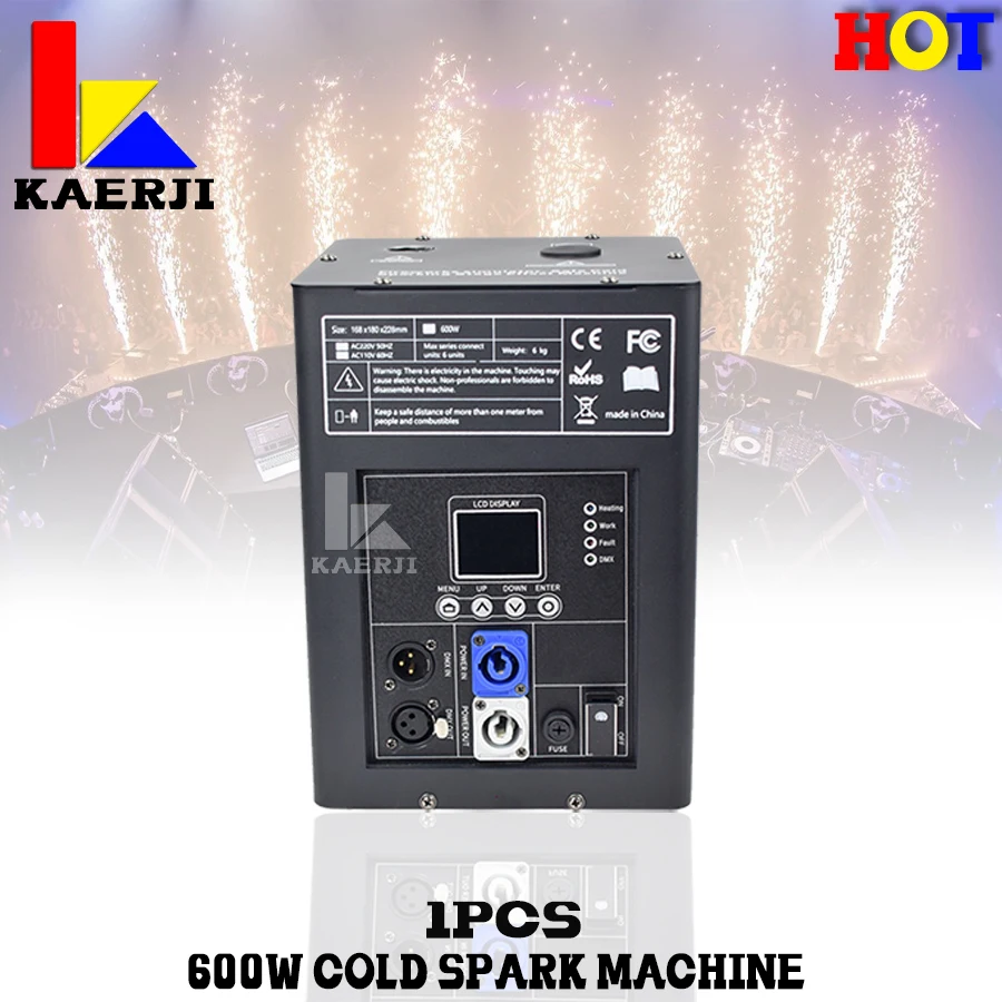 

KAERJI Free Shipping 1Pcs 600W Cold Spark Machine DMX Cold Fireworks Fountain Stage Spark Machine For Club Show Wedding Party
