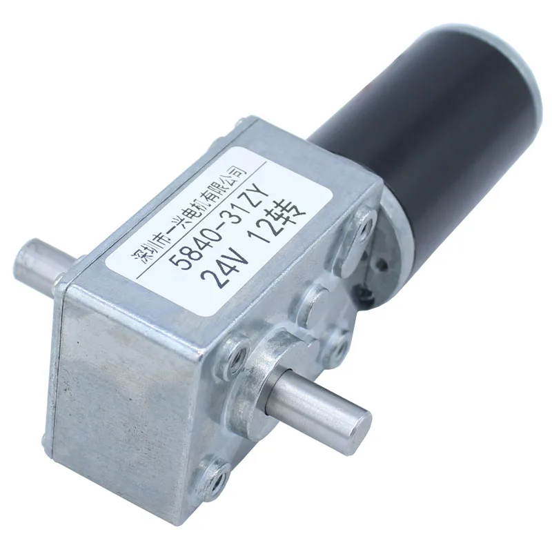 5840-31ZY Mini Worm Gear Motor 12V 24V, DC Reduction Motor with Self Locking Dual D-Shaft for Smart Home, Robot