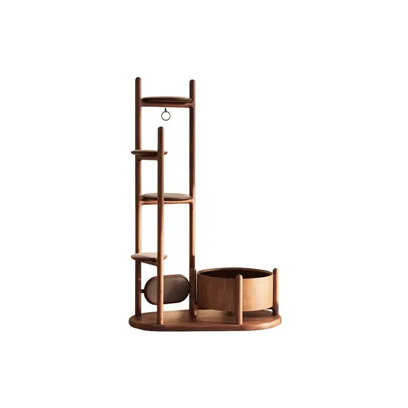 Solid wood cat climbing frame with cat nest North America, walnut solid wood rack hanging hanger storage rack pet furniture