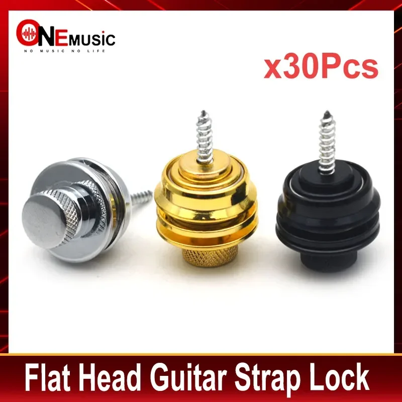 30Pcs Guitar Strap Button Lock Straplocks Guitar Buckle Skidproof Acoustic Electric Bass Strap Black Silver Gold