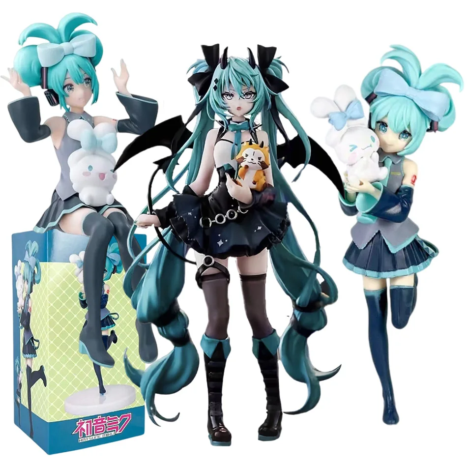 Anime Hatsune Miku Cos Raccoon Demon Cat Ears Cinnamoroll Kawaii Miku Girl Anime Figure PVC Collection Model Doll Toy