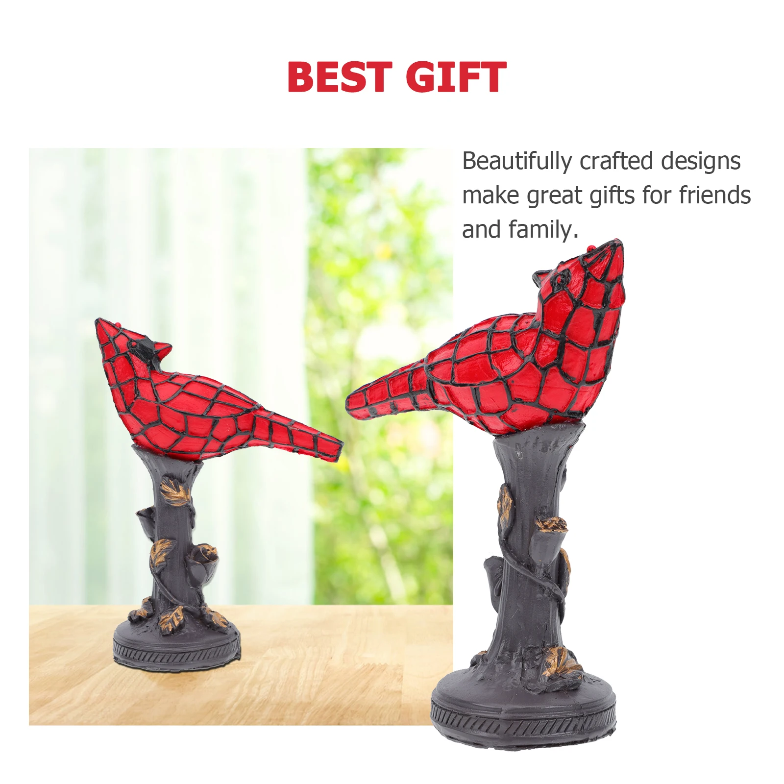 

Resin Table Light Bird Delicate Desk Lamp Vintage Home Decor Artistic Nightstand Lighting Red Bird Creative Small