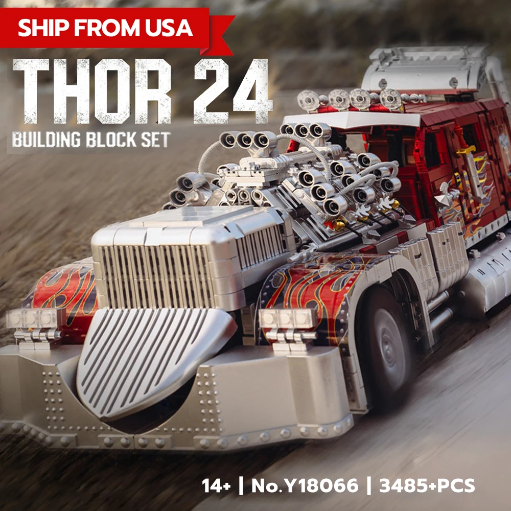 

[НАЛИЧИЕ НА СКЛАДЕ] Огромный конструктор грузовика Thor24, строительные блоки для автомобиля, наборы моделей двигателей, 3485 деталей
