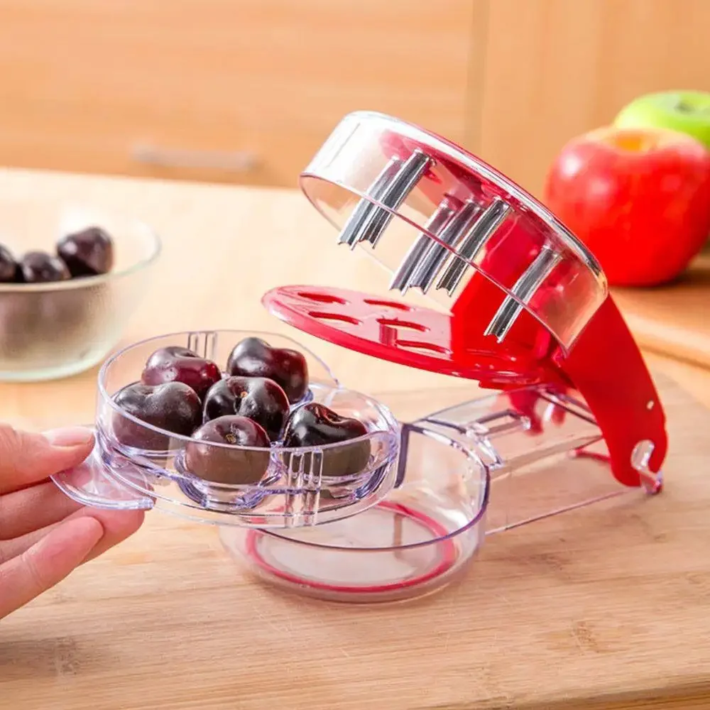 

Stainless Steel Cherry Pitters Corer Handheld Press Cherry Pitter Remover with 6 Holes Multi-Purpose Fruit Core Pitting Tools